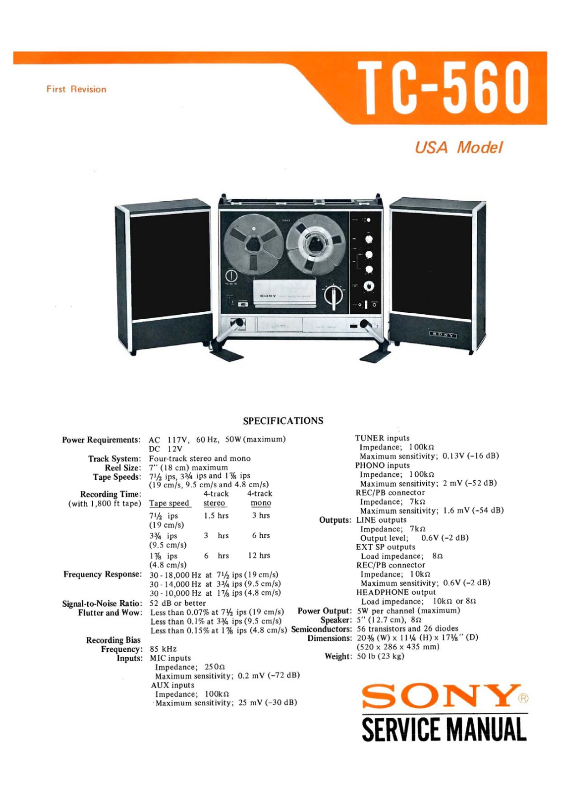 Sony TC-560 Service Manual