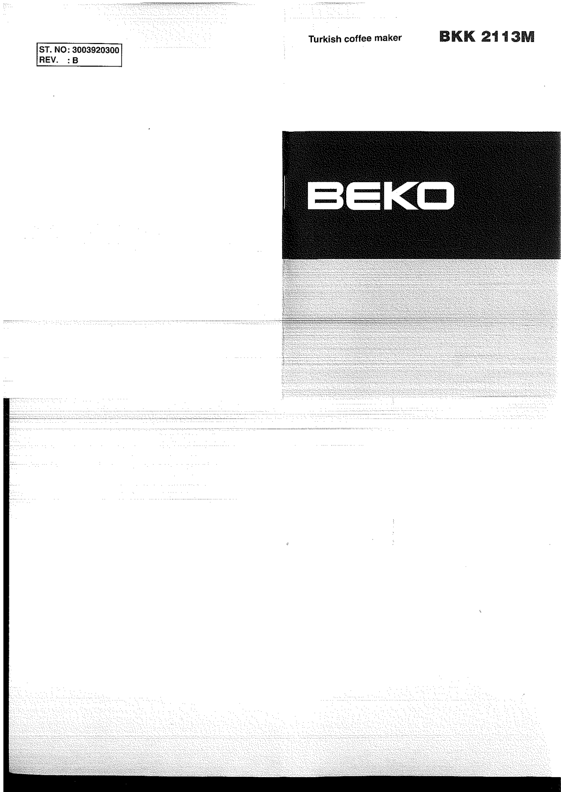 Beko BKK 2113 M User manual