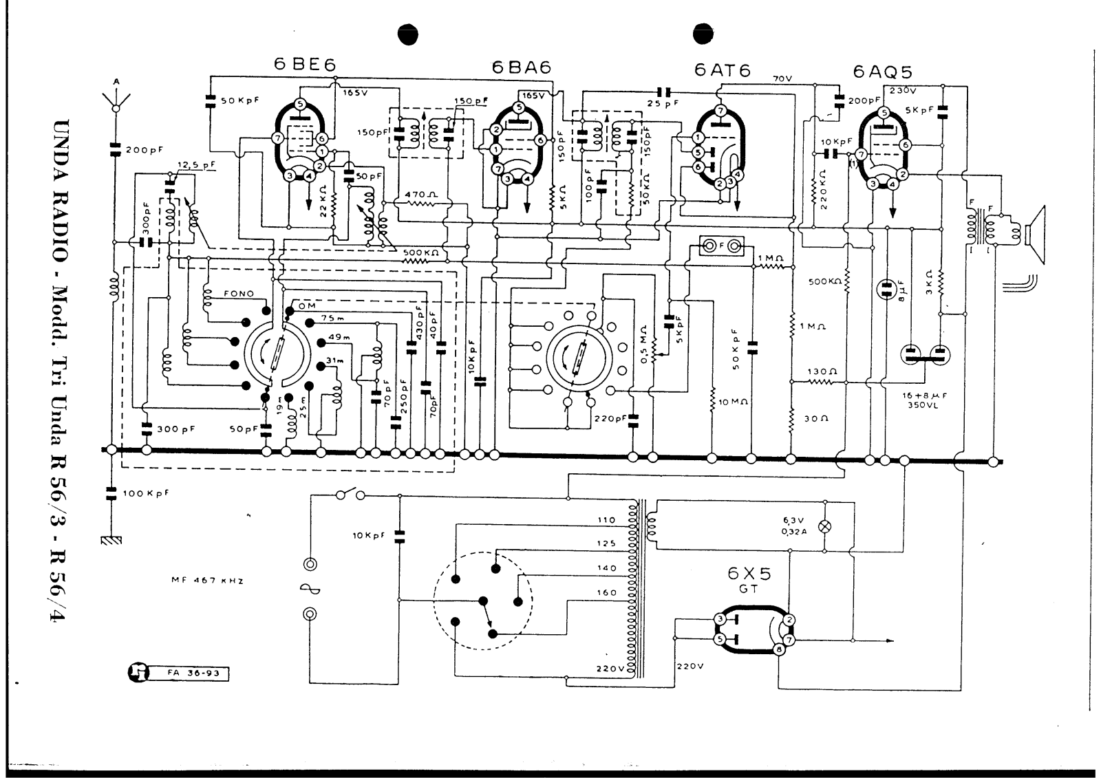 Unda Radio 56 3, 56 4 schematic