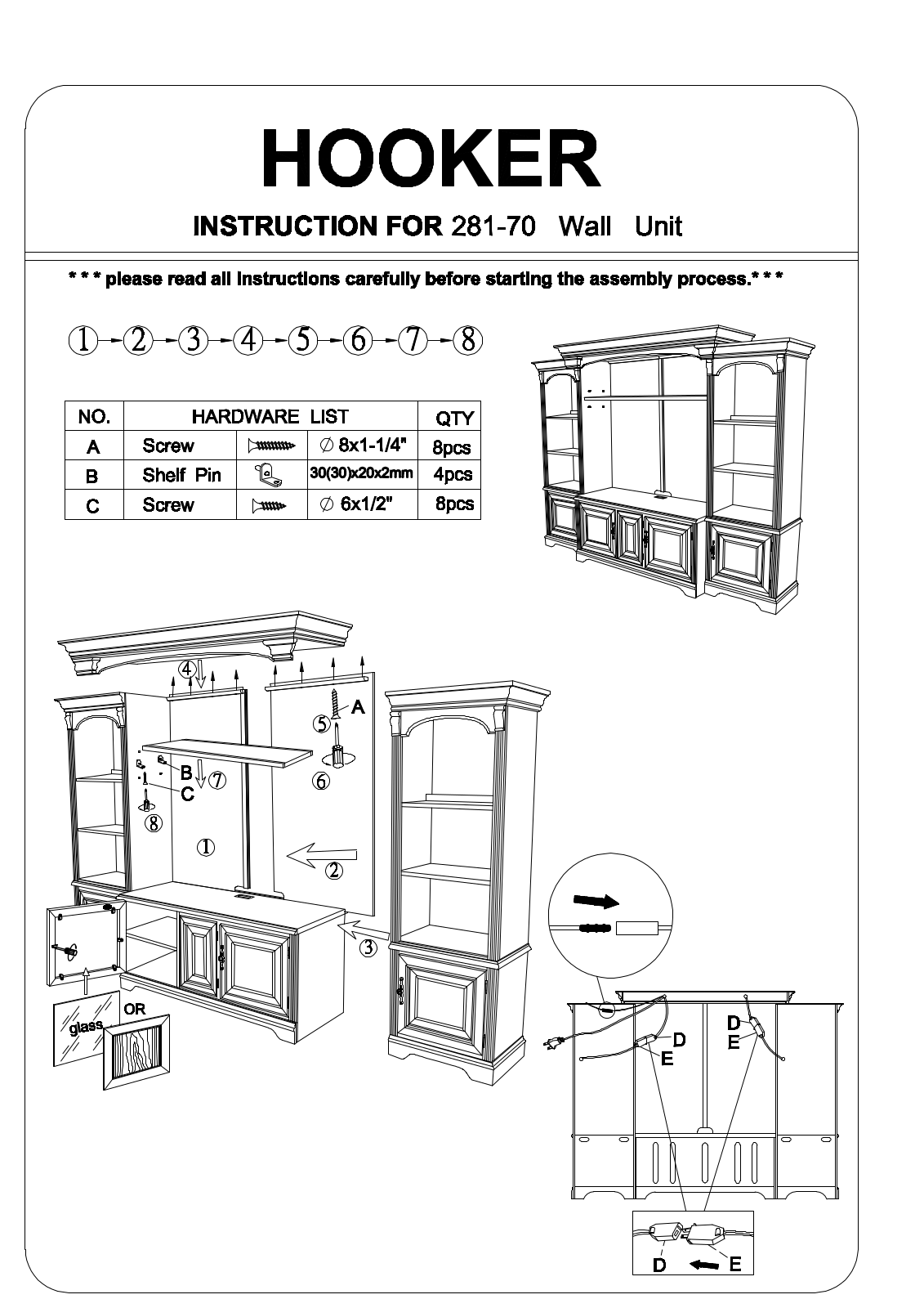 Hooker Furniture 28170111 Assembly Guide