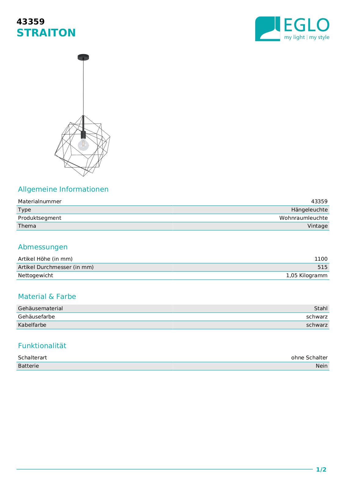 Eglo 43359 Service Manual