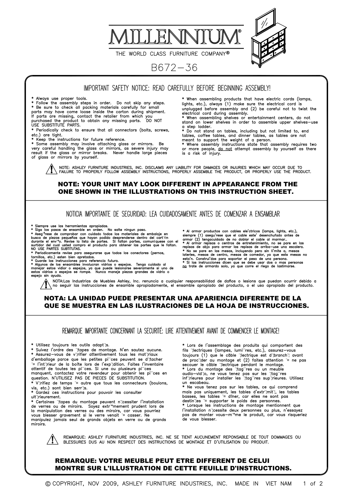 Millennium B67236 Assembly Guide