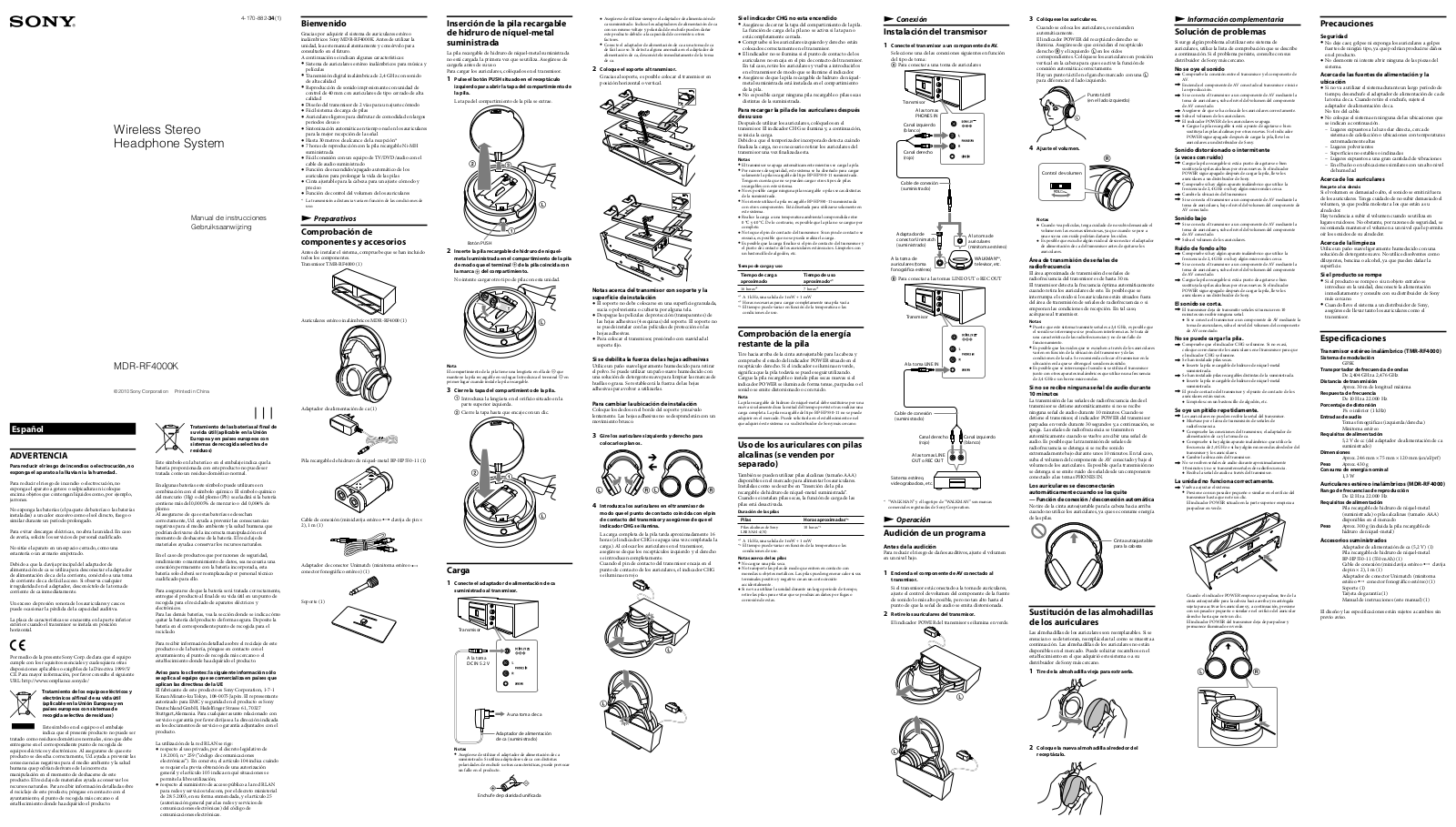 Sony MDR-RF4000K User Manual