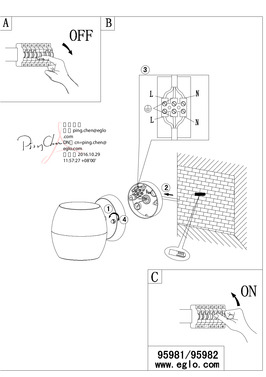 Eglo 95982 operation manual