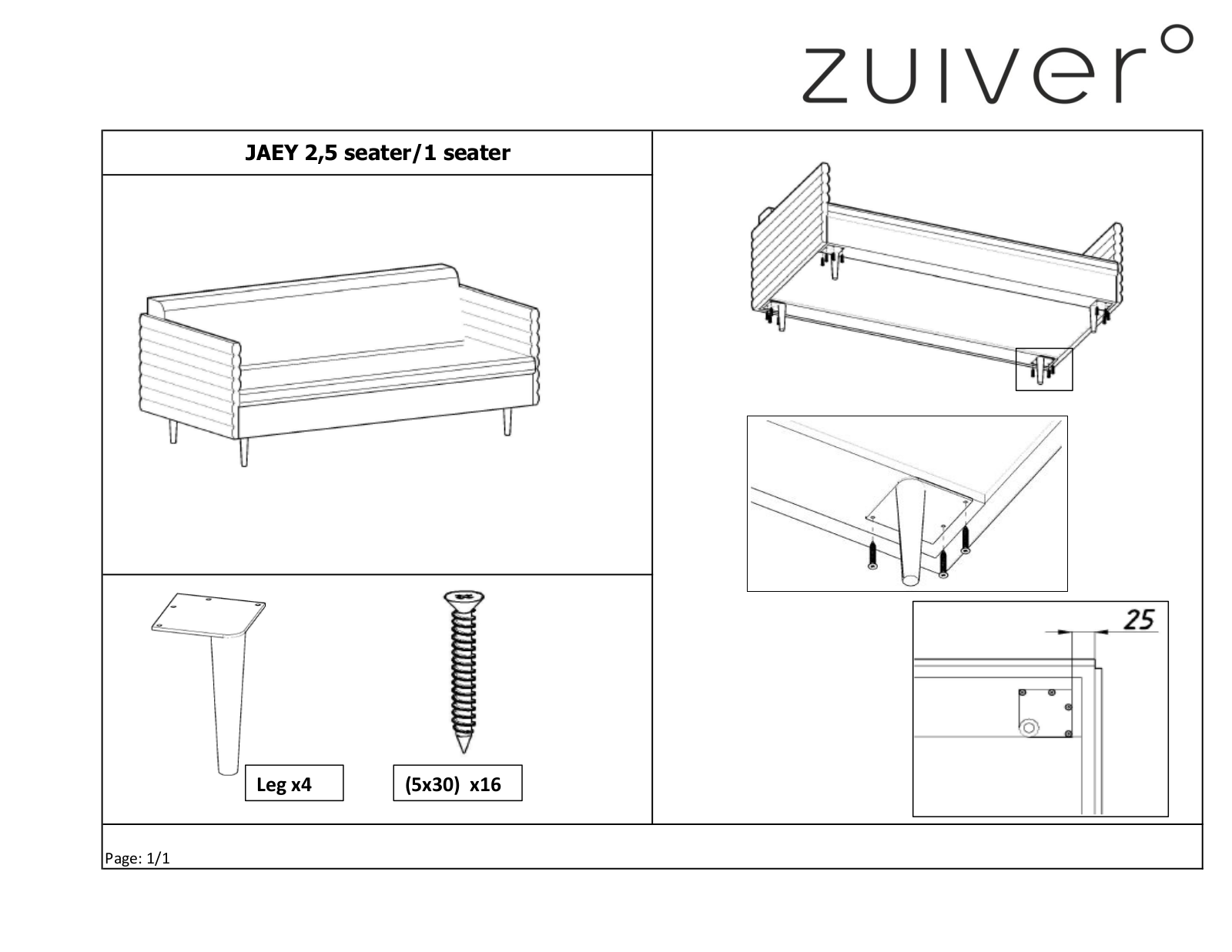 Zuiver ZIVE1012, ZIVE1109 Installation & Assembly - ManualMachine.com