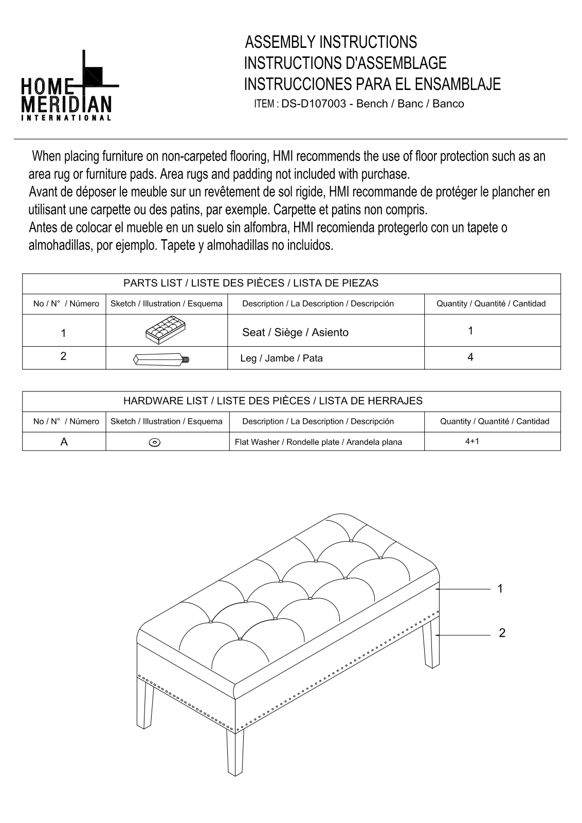 HomeFare DSD107003485 Assembly Guide