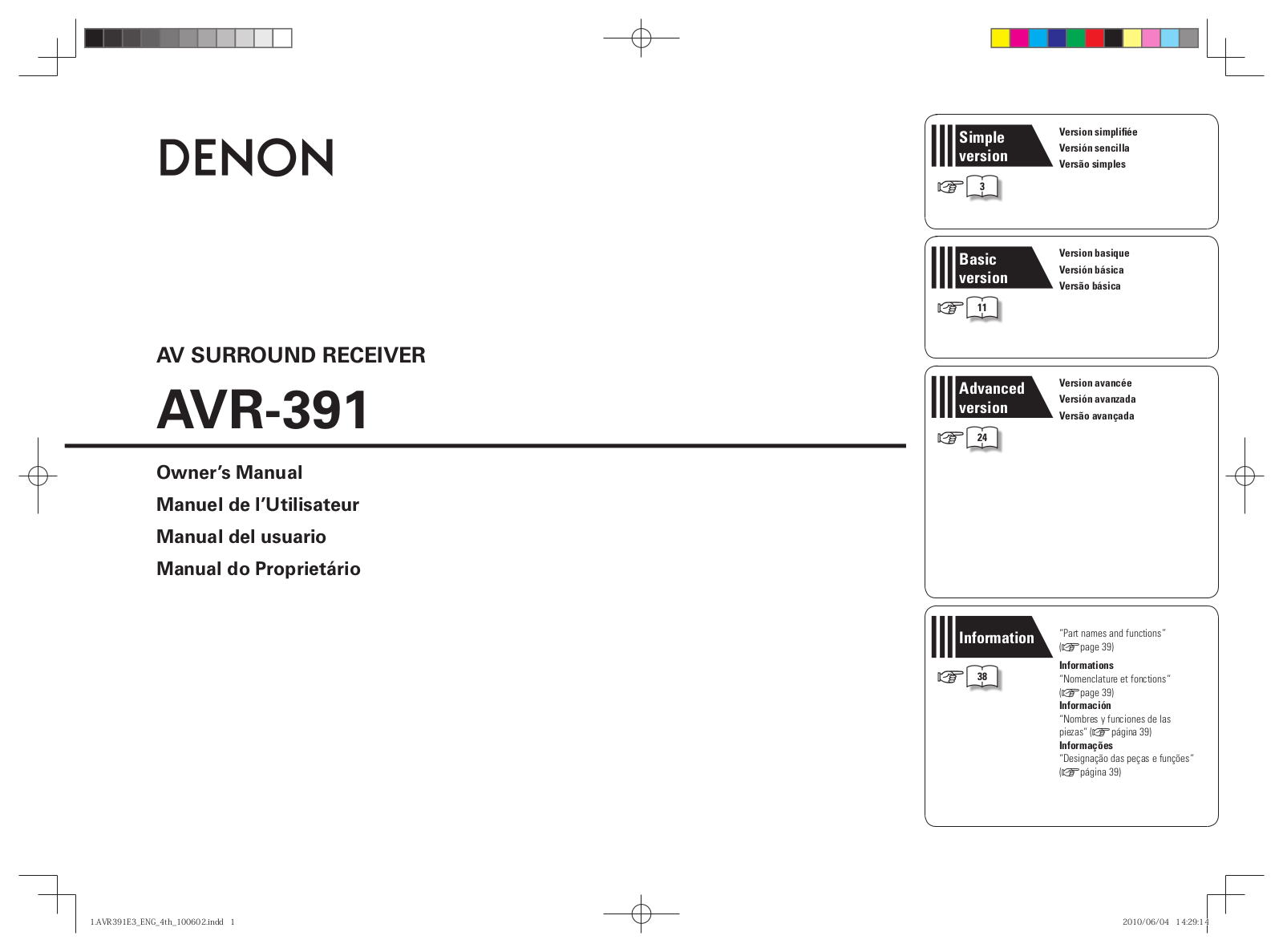 Denon AVR-391 Owners Manual