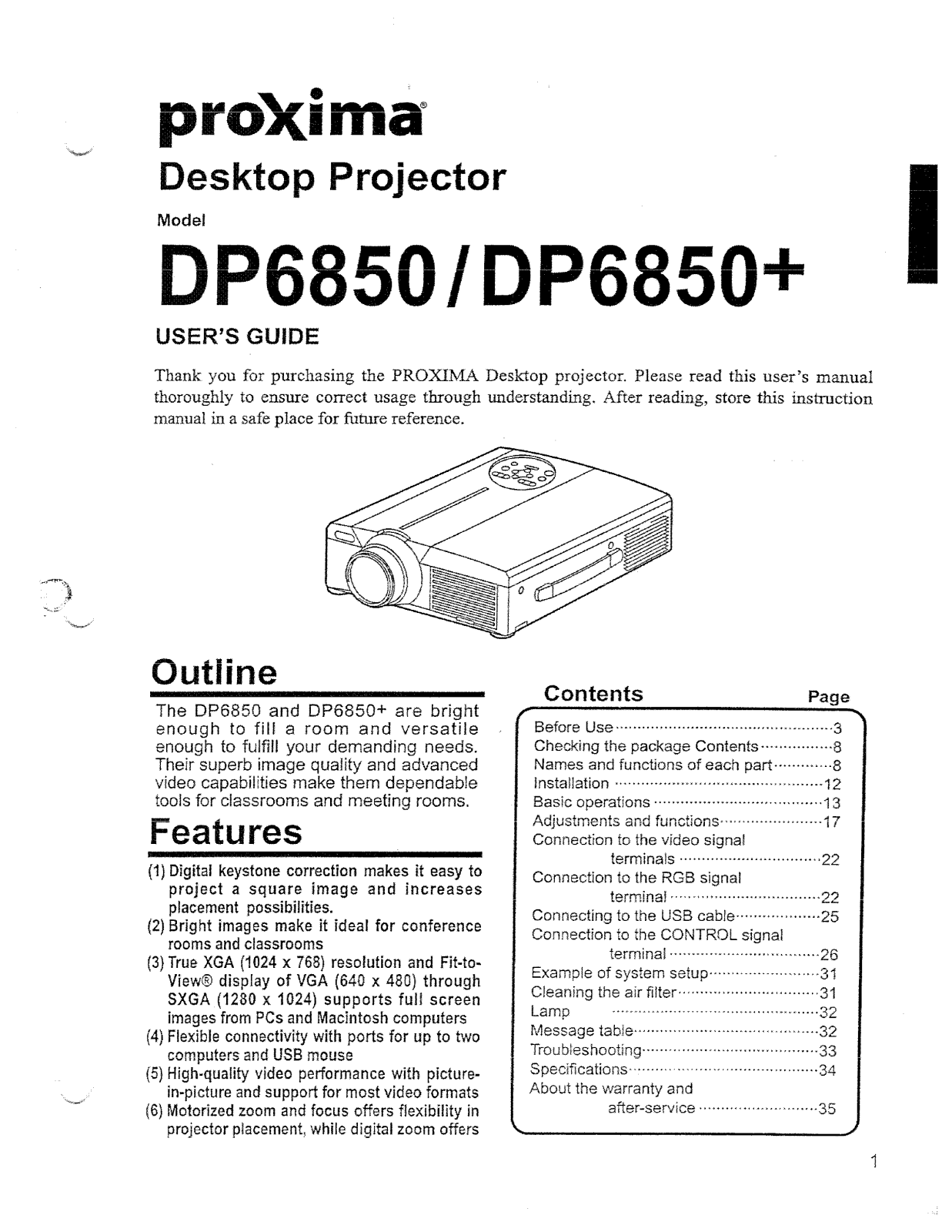 Proxima DP6850 User Manual