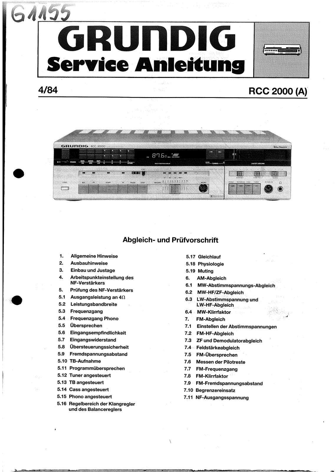 Grundig RCC-2000 Service Manual