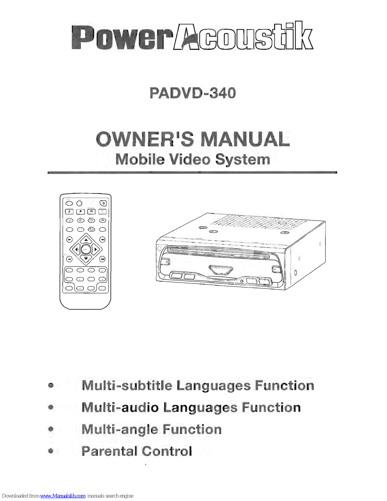 Power Acoustik PADVD-340 Owner's Manual