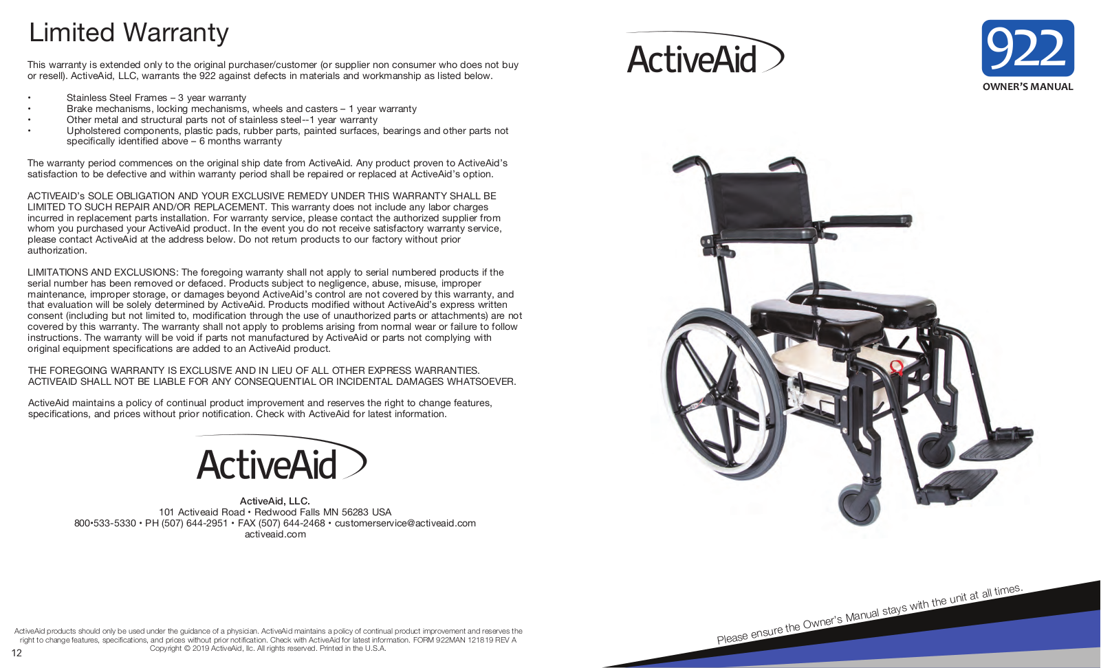 ActiveAid 922 USER MANUAL - ManualMachine.com