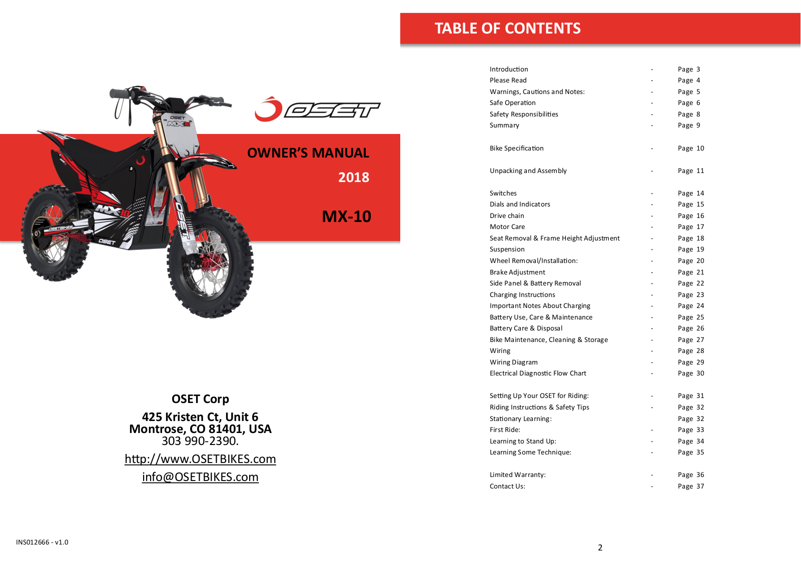 Oset MX-10 2018 User Manual - ManualMachine.com