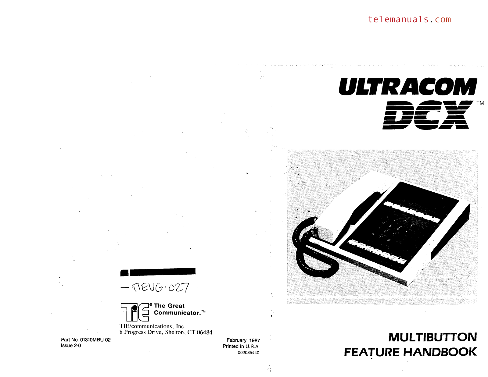 TIE Ultracom DCX Multibutton User Guide