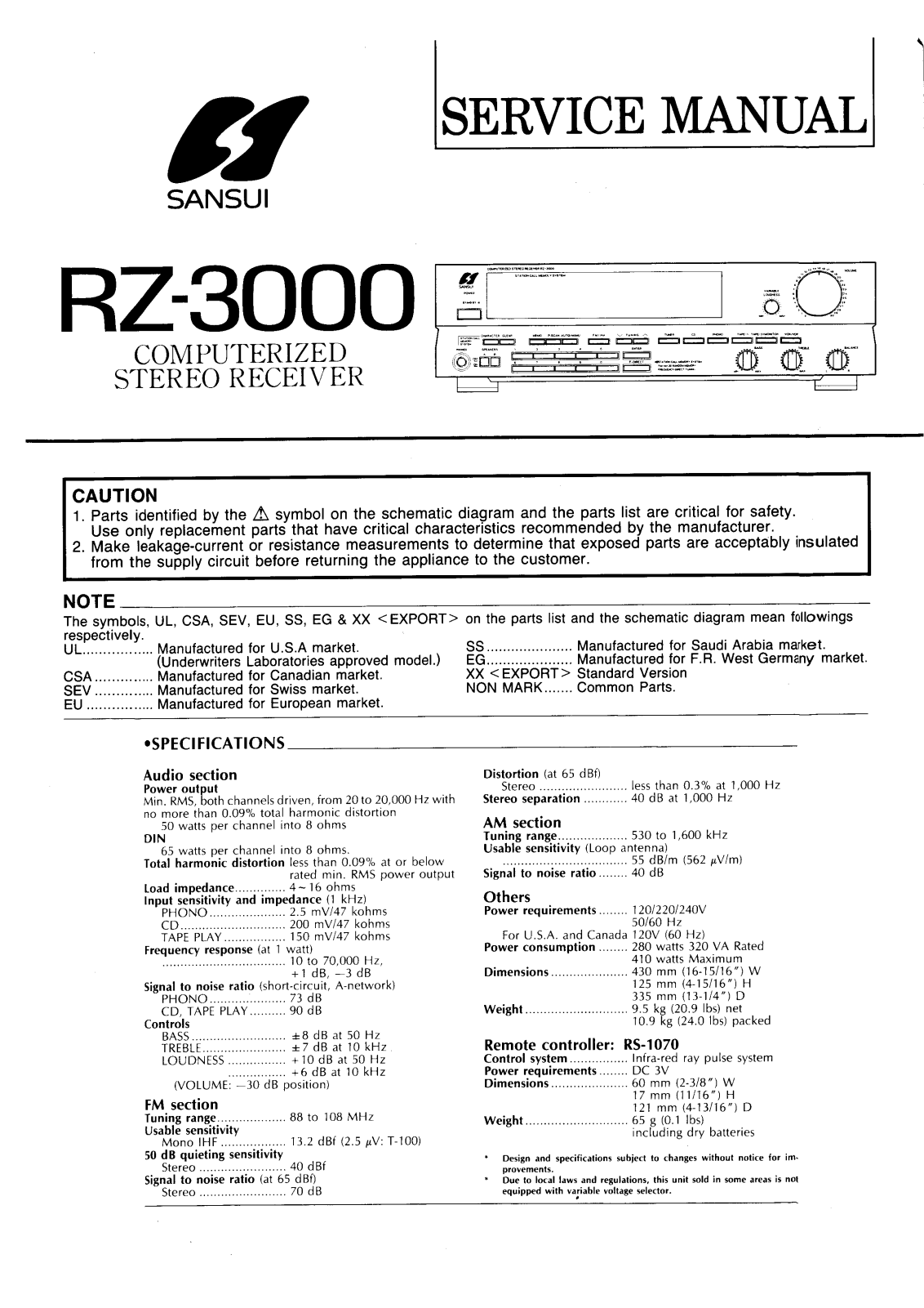 Sansui RZ-3000 Service manual