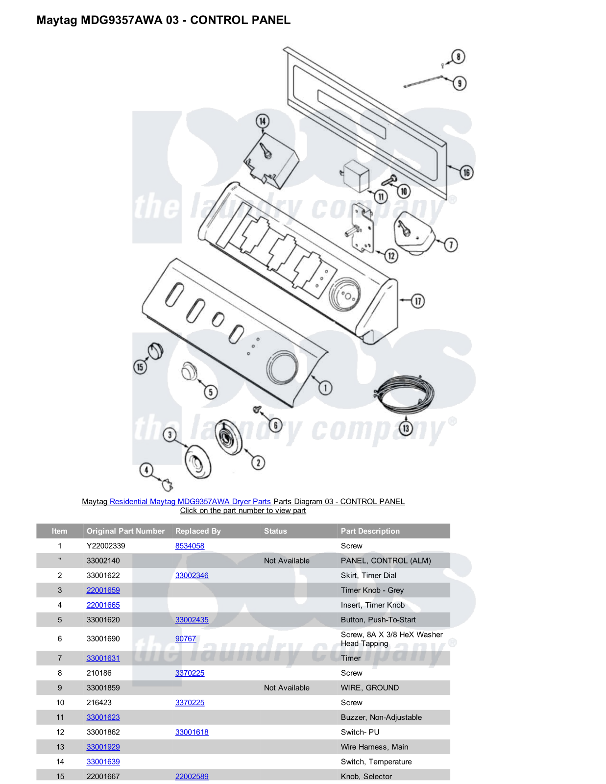 Maytag MDG9357AWA Parts Diagram