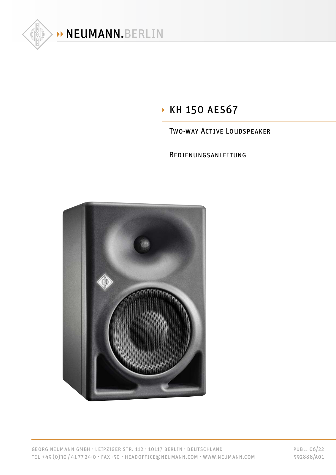 Neumann kh 150 aes67 Operating instructions