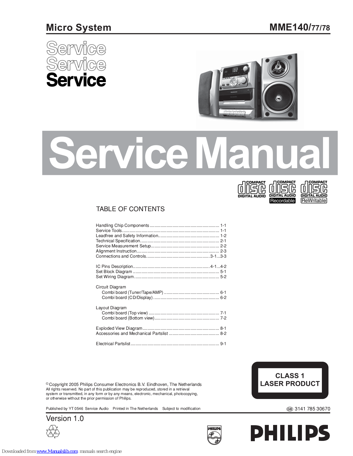 Philips MME140/77, MME140//78 Service Manual