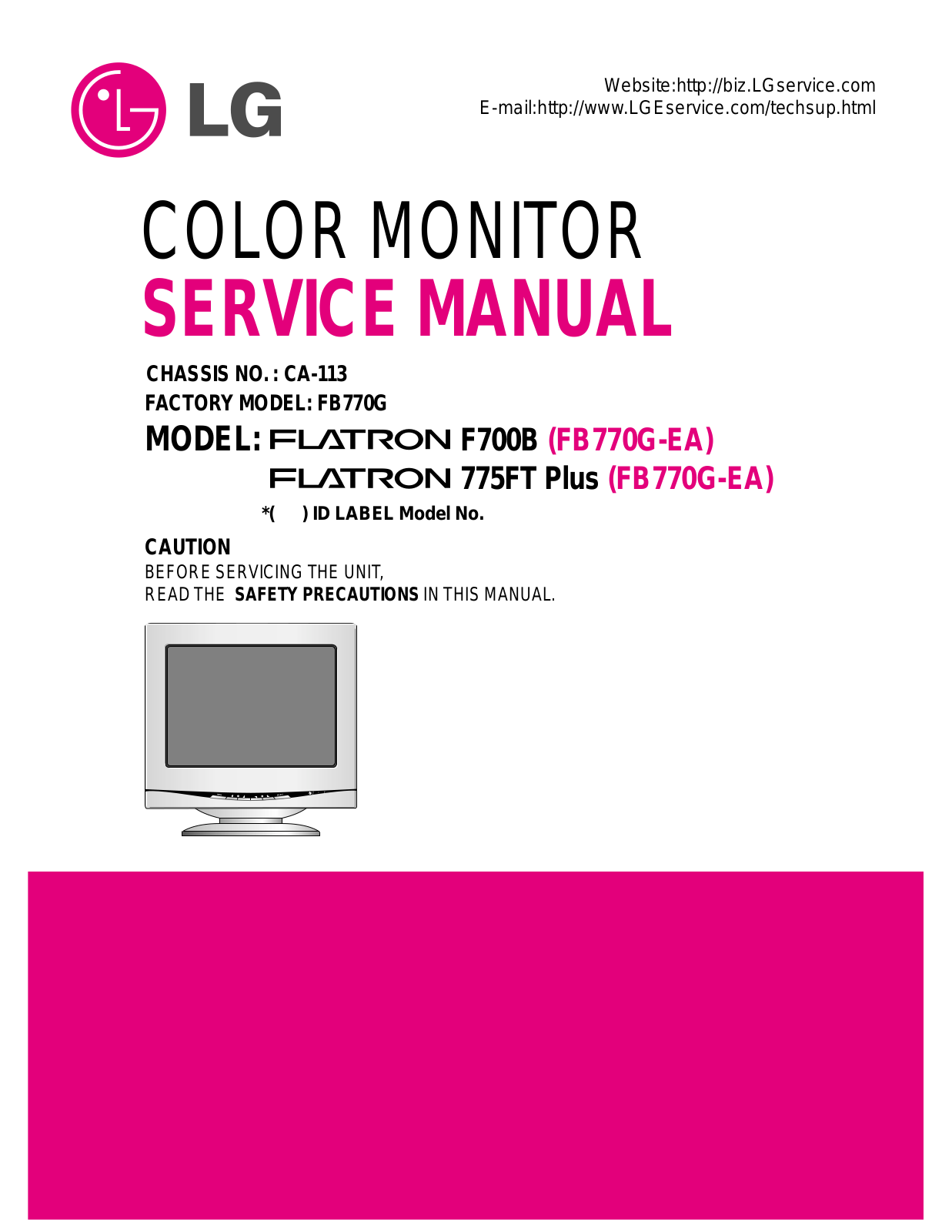 LG FB770G, F700B Service Manual