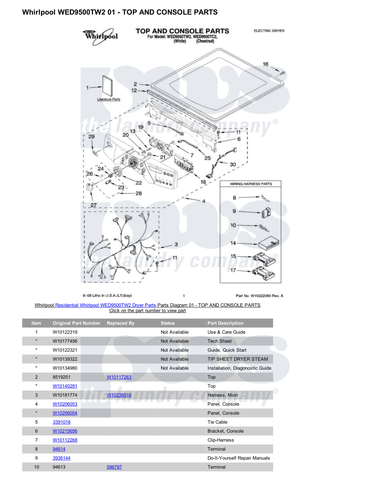 Whirlpool WED9500TW2 Parts Diagram