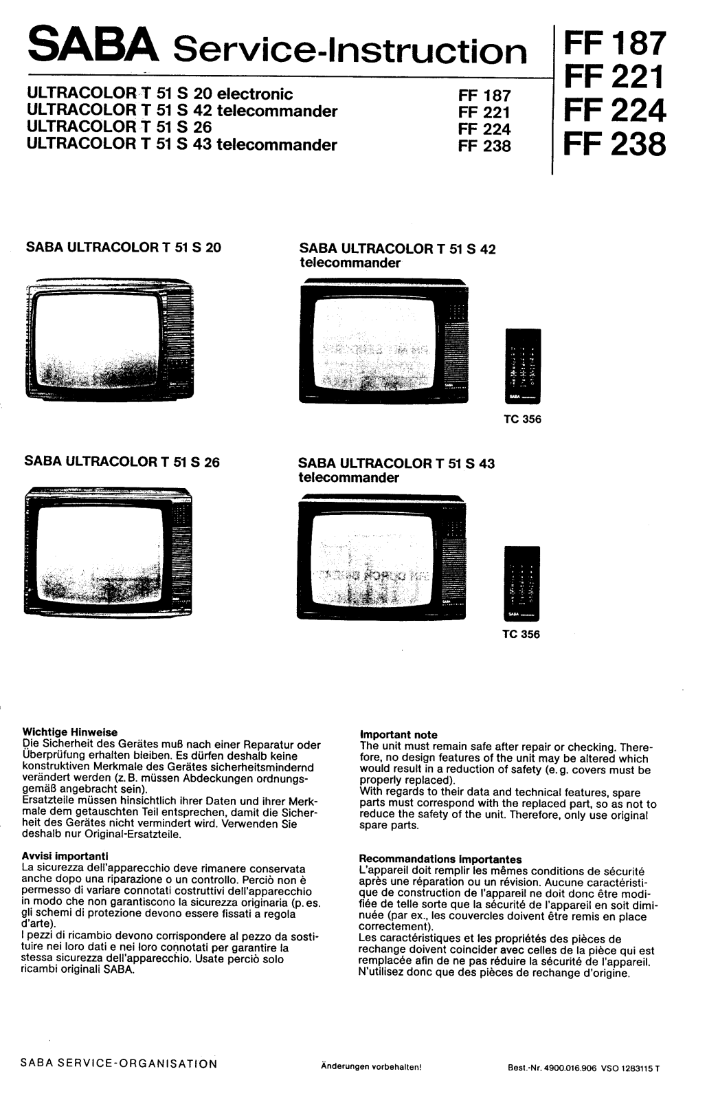 Saba T 51 S 42, T 51 S 20, T 51 S 43, T 51 S 26 Cirquit Diagram