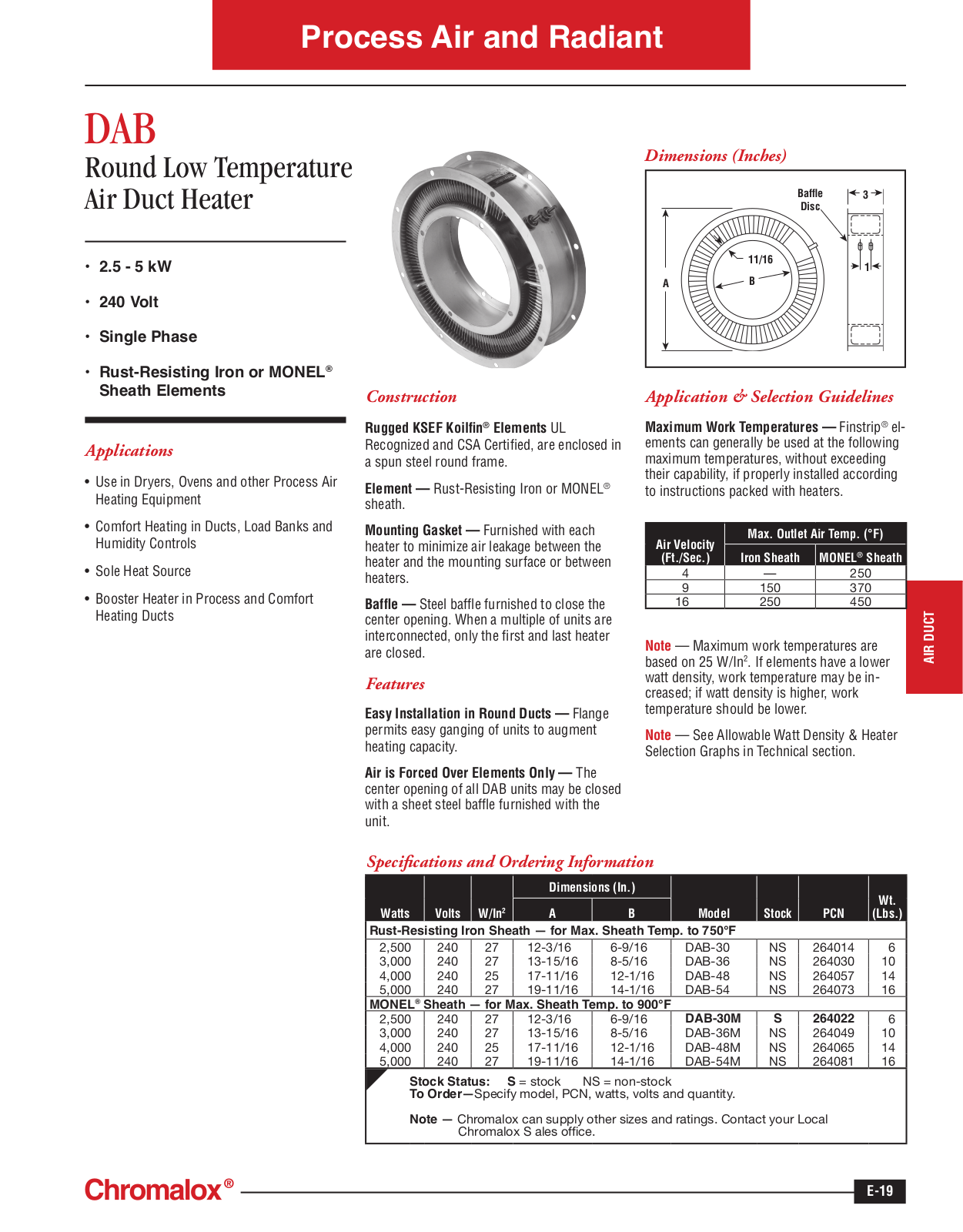 Chromalox DAB Catalog Page