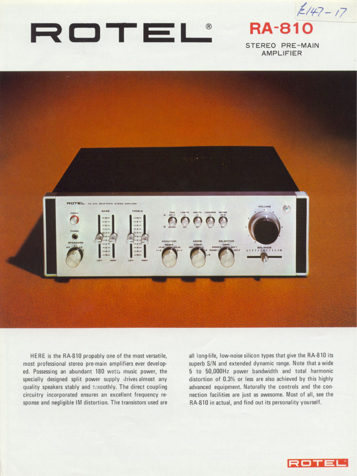 Rotel RA-810 User Manual