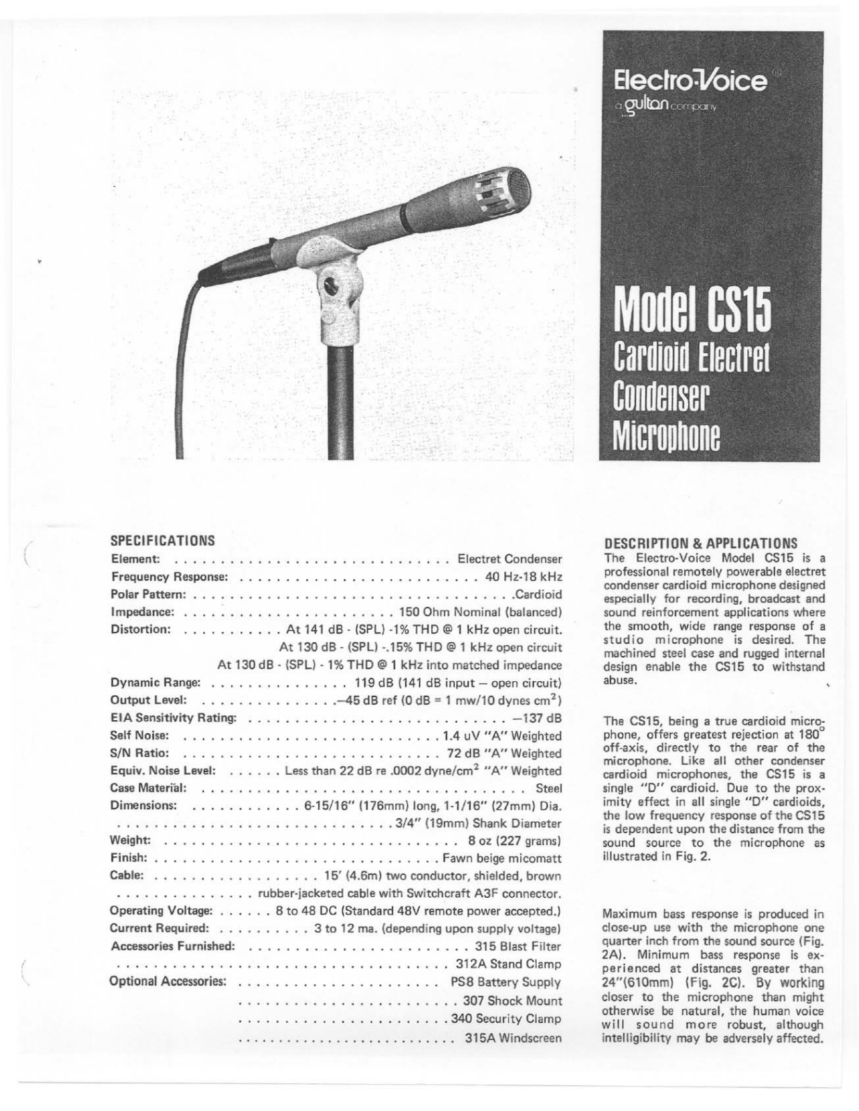 Electro-voice CS15 User Manual