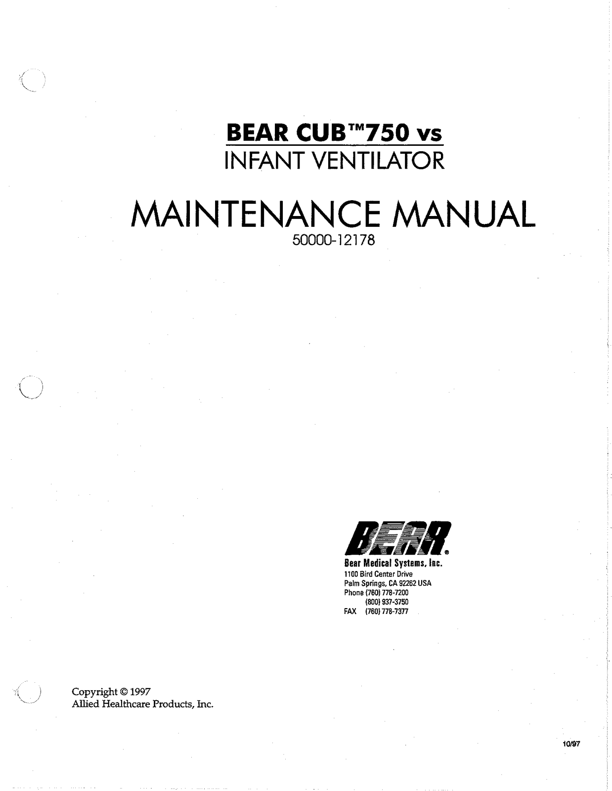 BEAR Cub 750 vs Maintenance Manual - ManualMachine.com