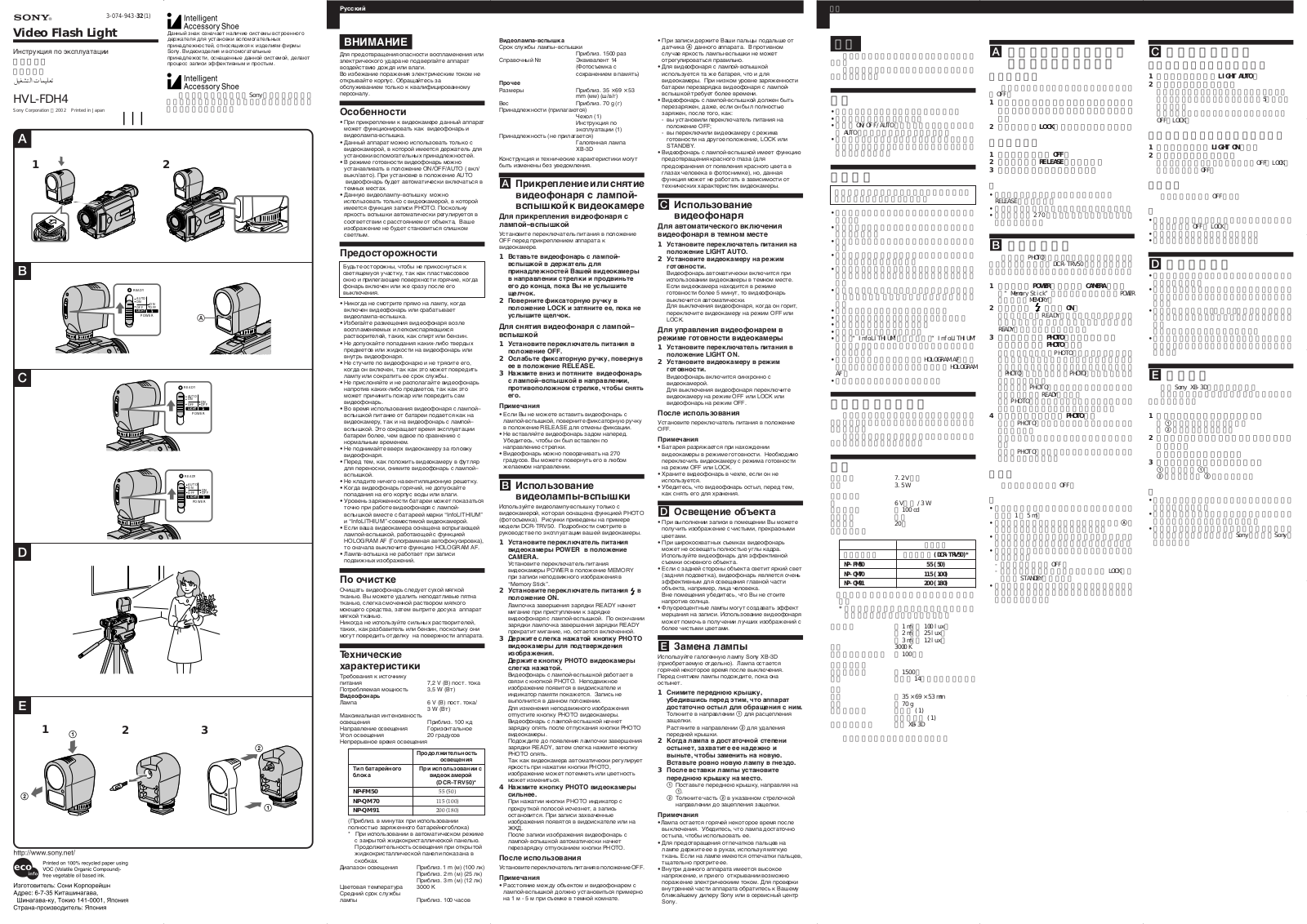 Sony HVL-FDH4 User Manual