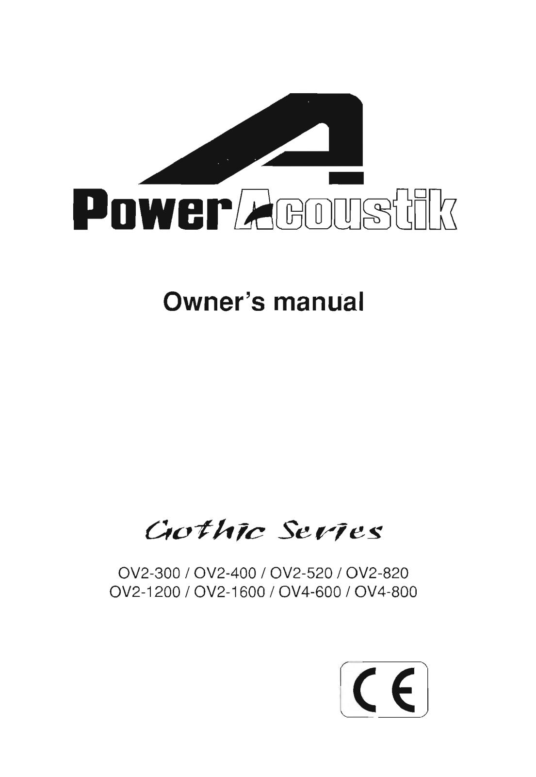 Power Acoustik OV2-820, OV2-520, OV4-800, OV2-1600, OV2- 1200 User Manual