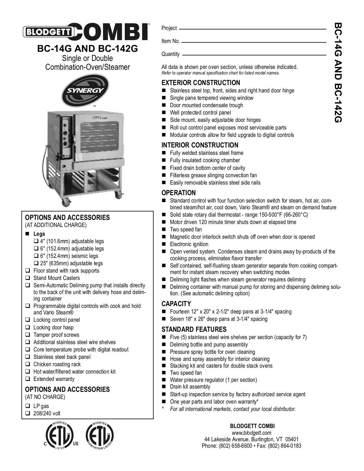 Blodgett Combi BC-14G User Manual