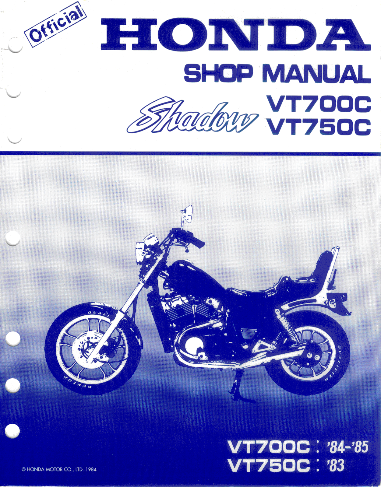 Honda VT700c '84, VT750c '84 shop manual