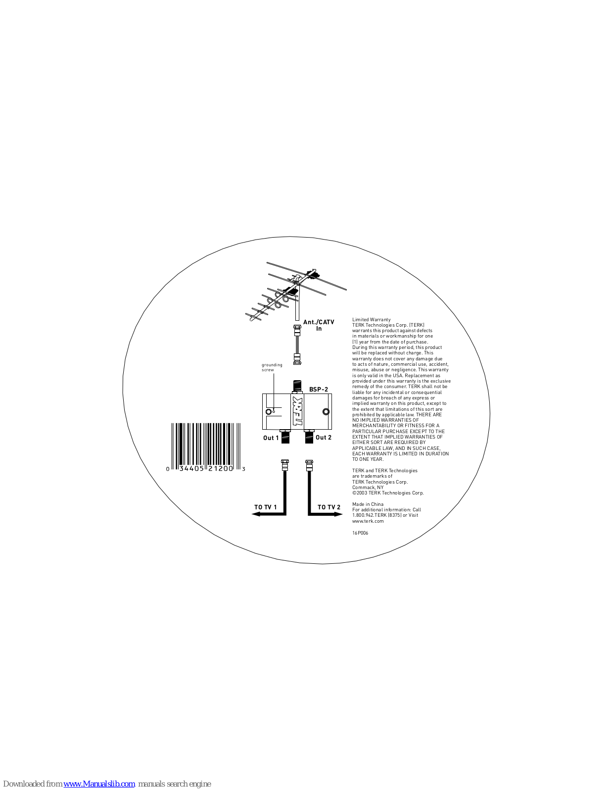 TERK Technologies BSP-2 Connections & Warranty