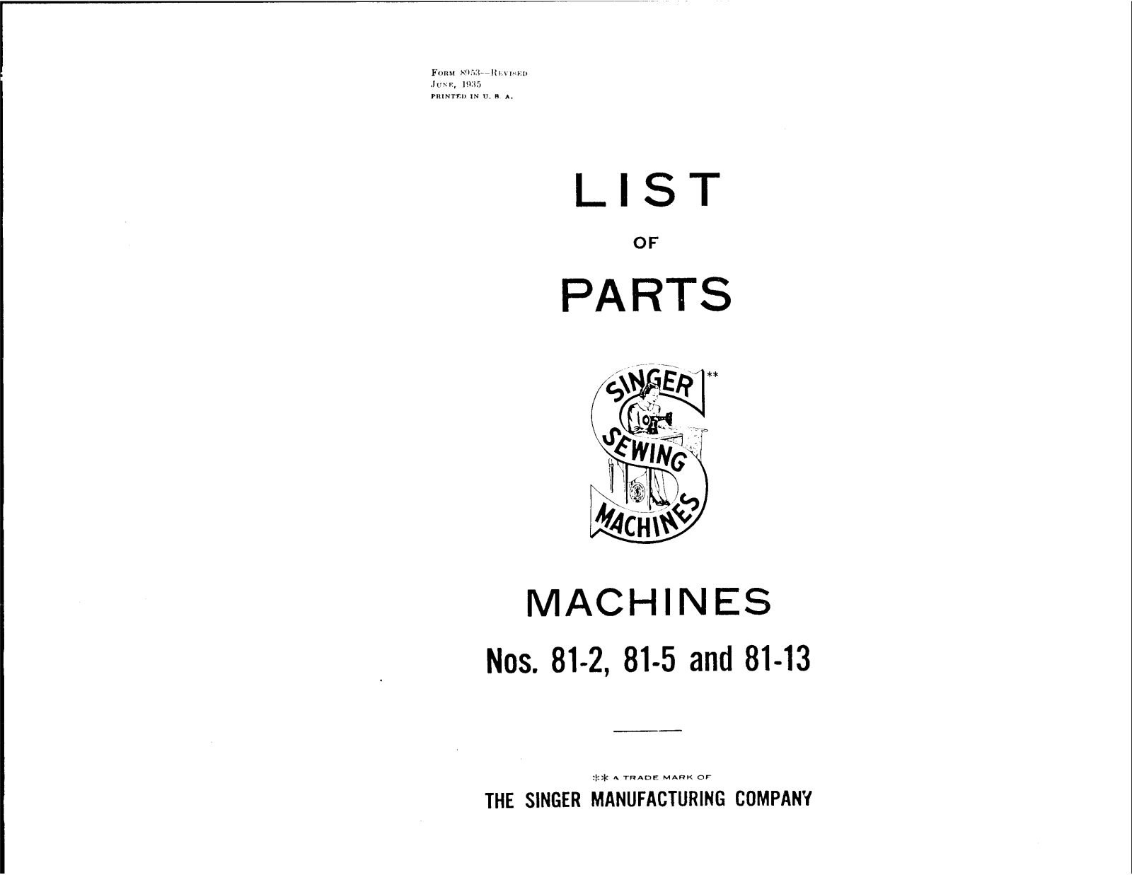 Singer 81-5, 81-2, 81-13 User Manual