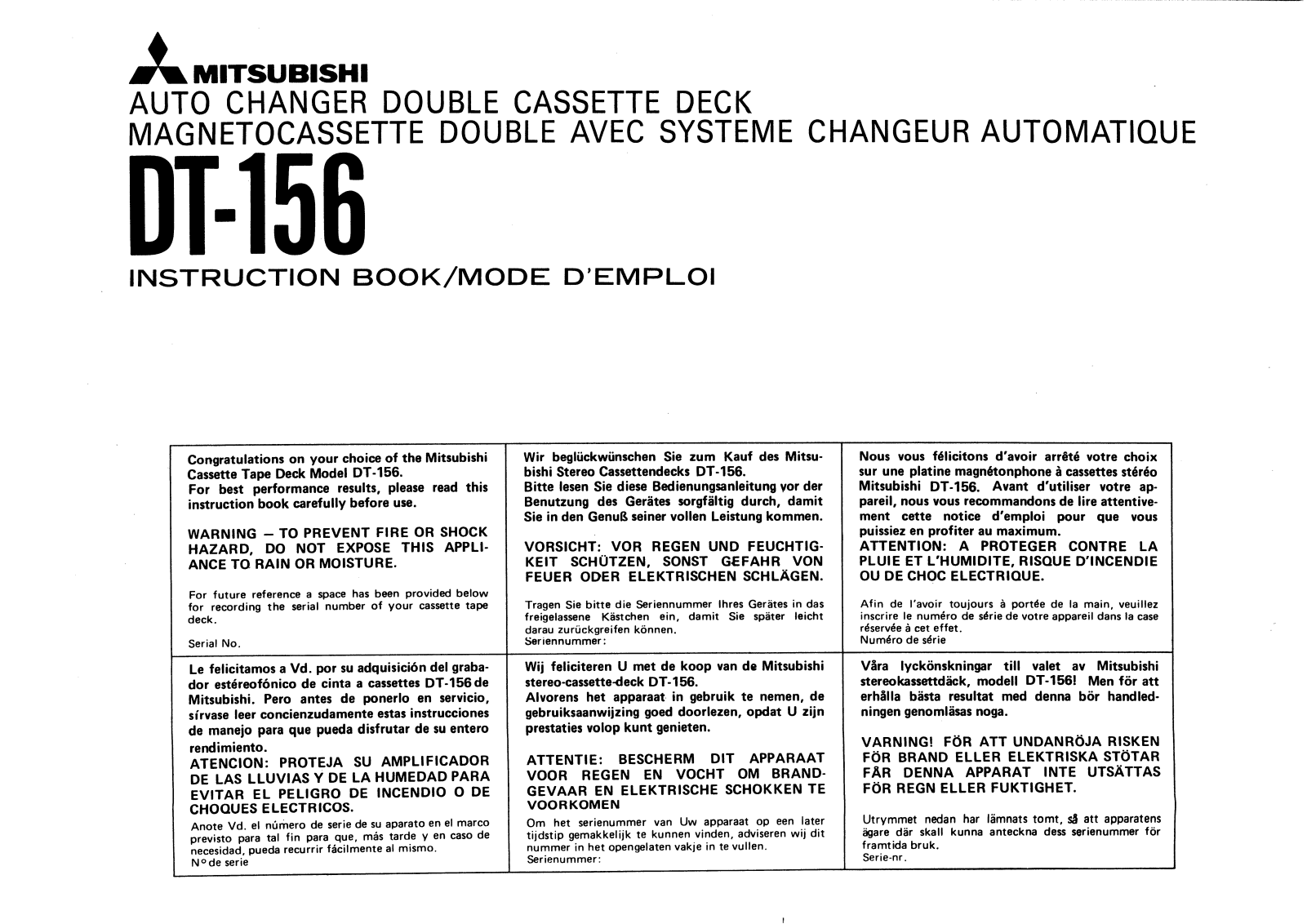 Mitsubishi DT-156 Owners Manual