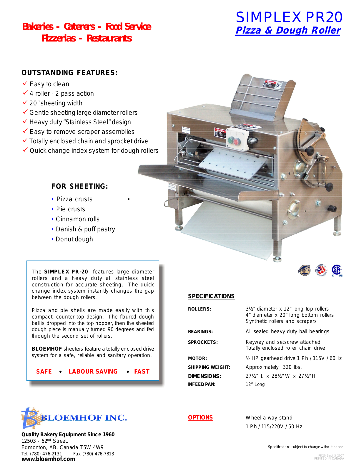 Bloemhof SIMPLEX PR20 User Manual - ManualMachine.com