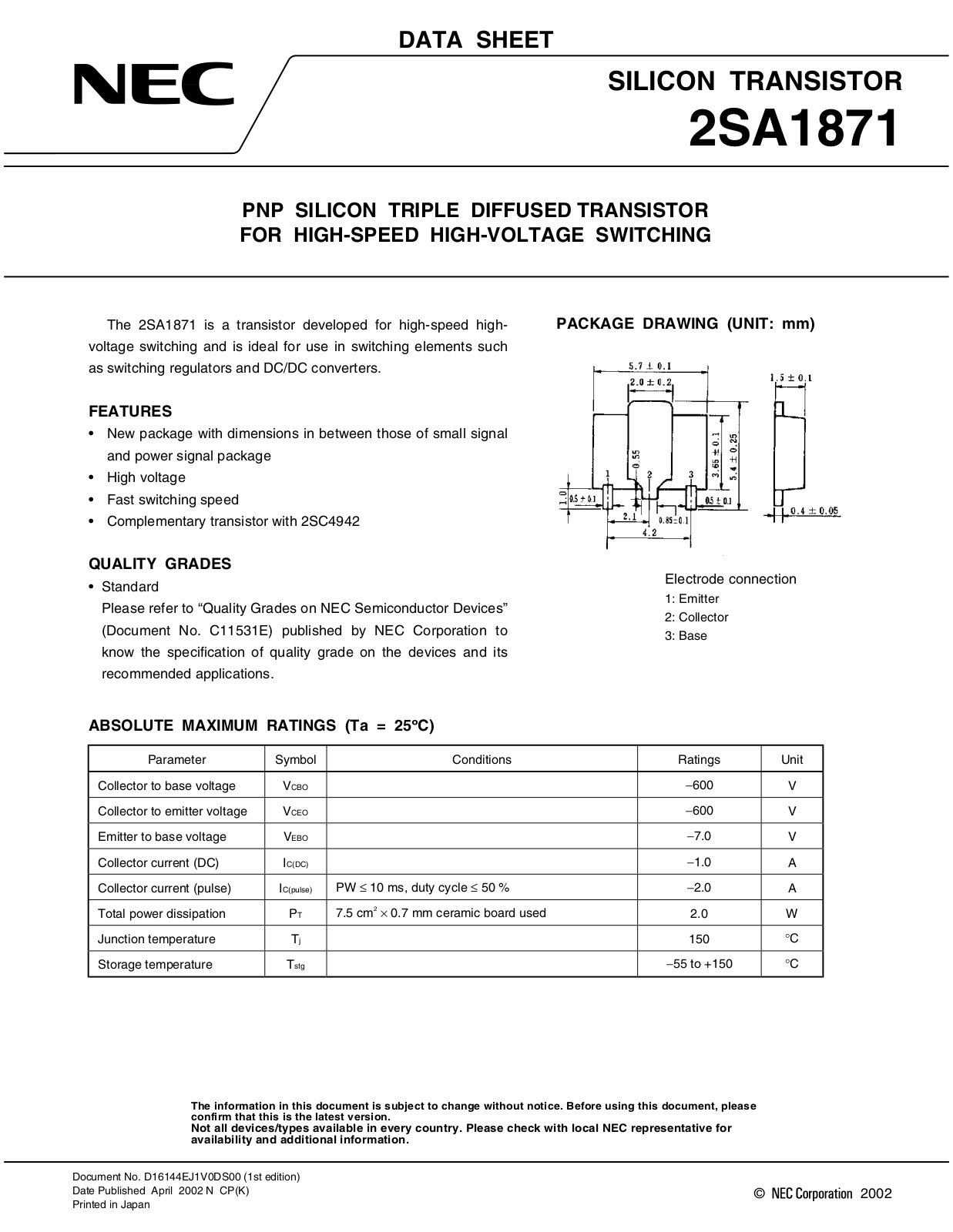 NEC 2sa1871 Datasets - ManualMachine.com
