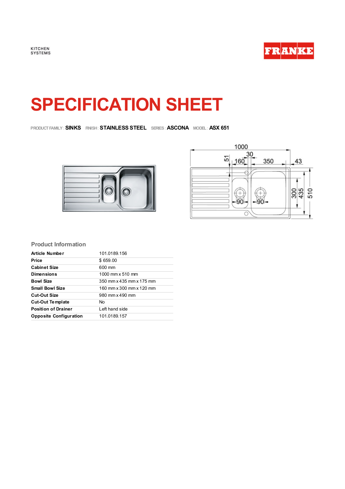 Franke Foodservice ASX 651 User Manual