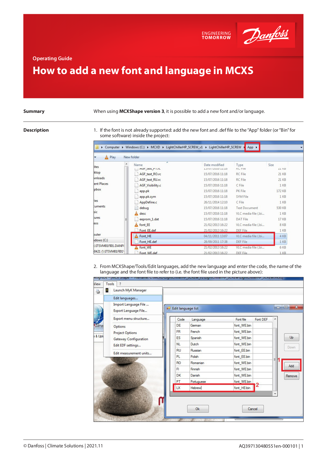 Danfoss MCXS Operating guide