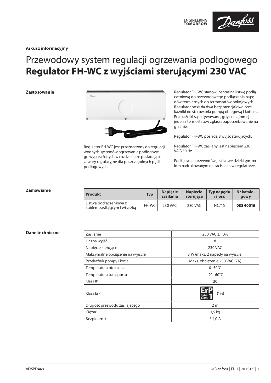 Danfoss FH-WC Data sheet