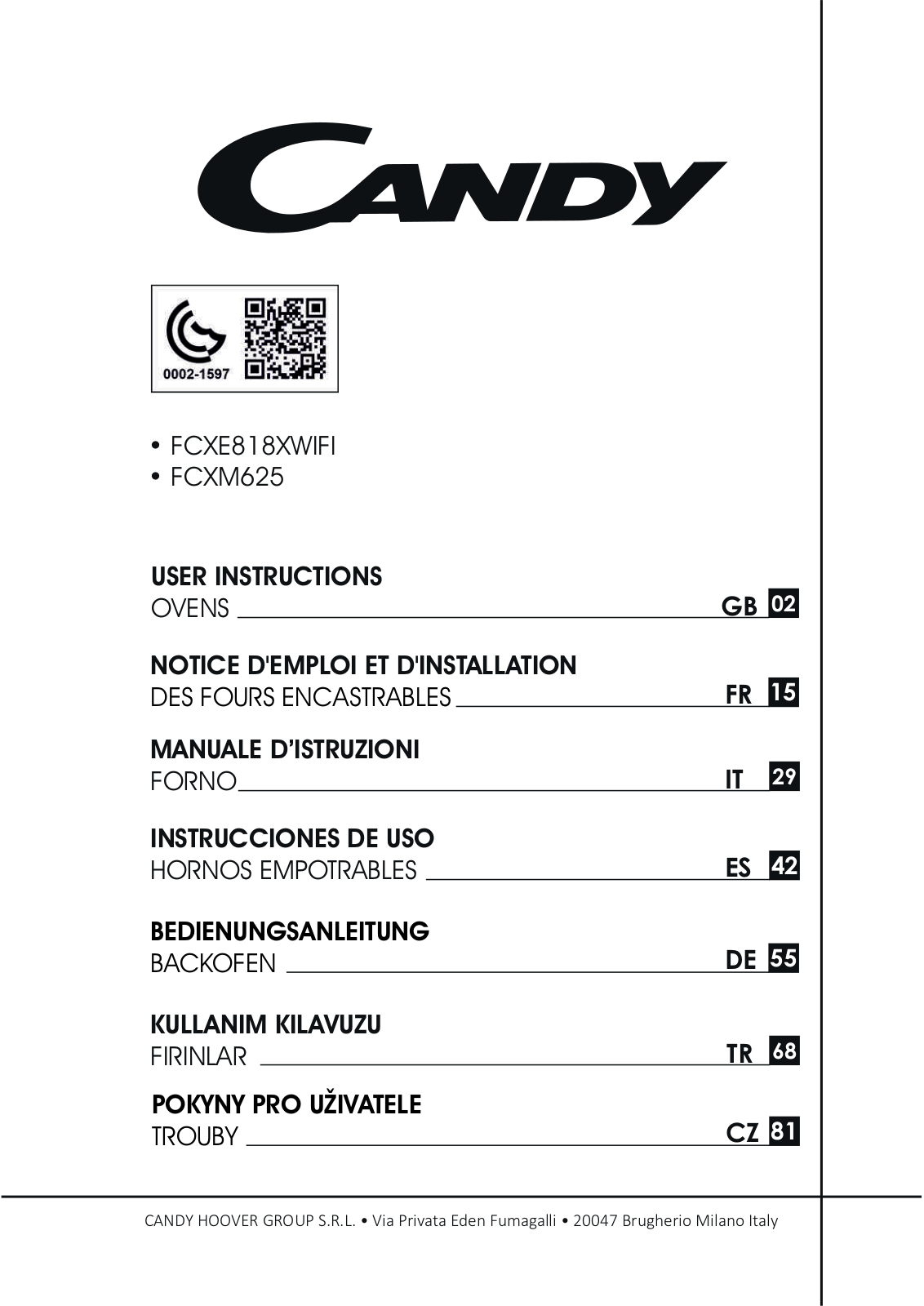 Candy FCXP818VX User Manual