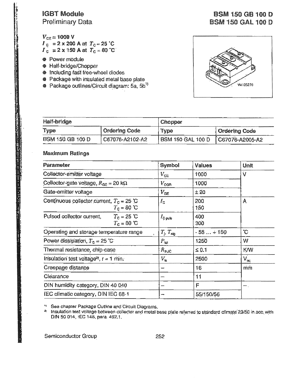 Infineon BSM150GAL100D Data Sheet