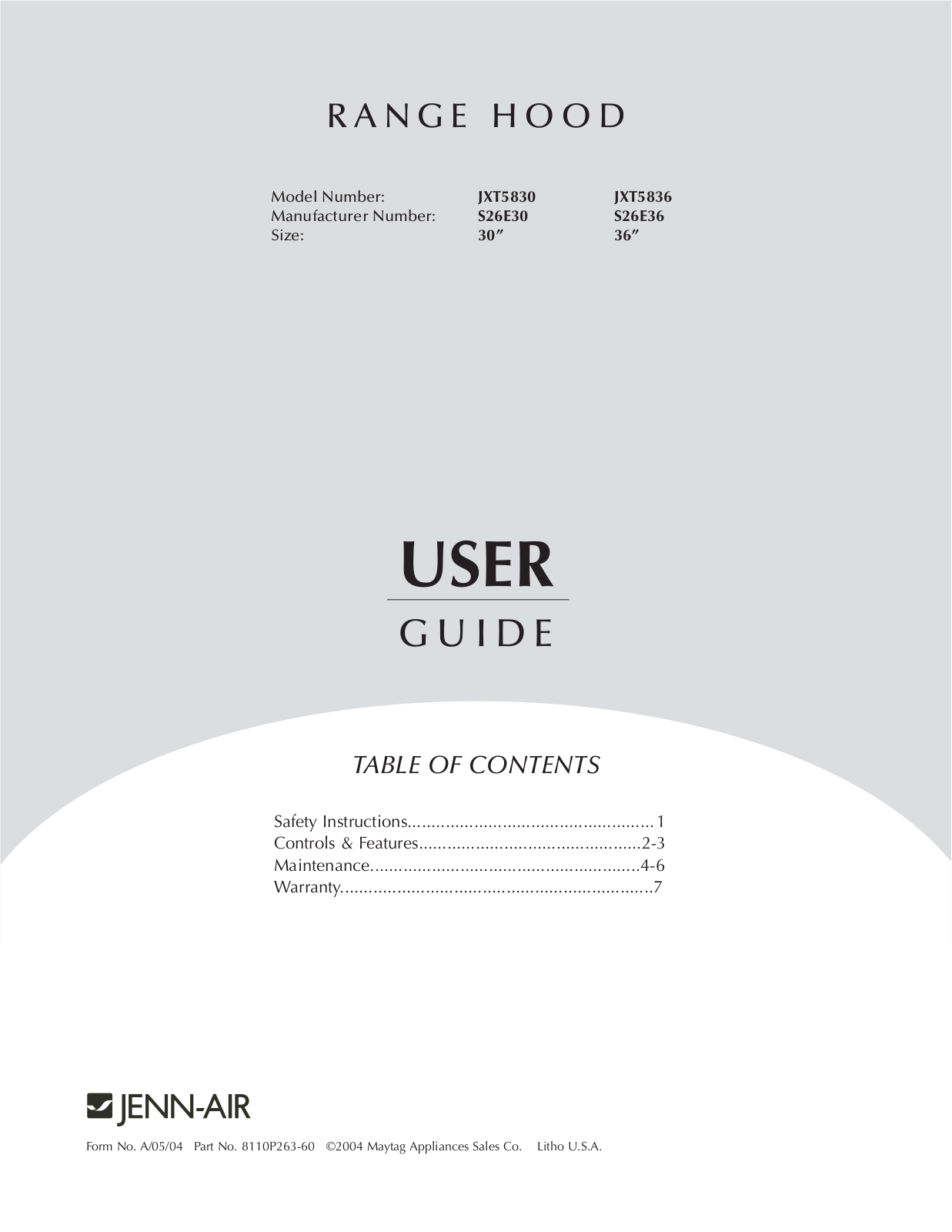 Jenn-Air JXT5836ADS, JXT5830ADS User Manual