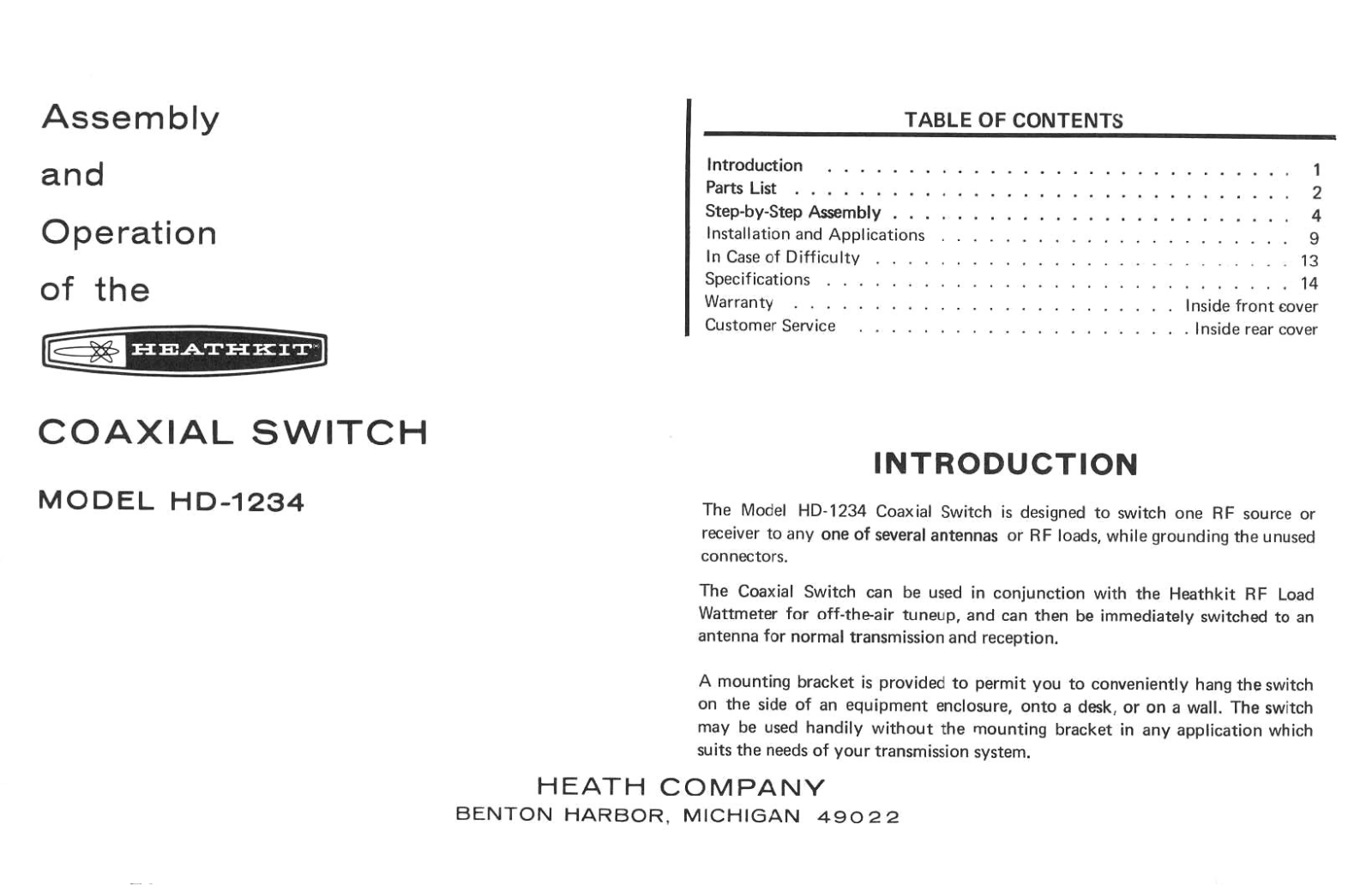 Heathkit HD-1234 User Guide