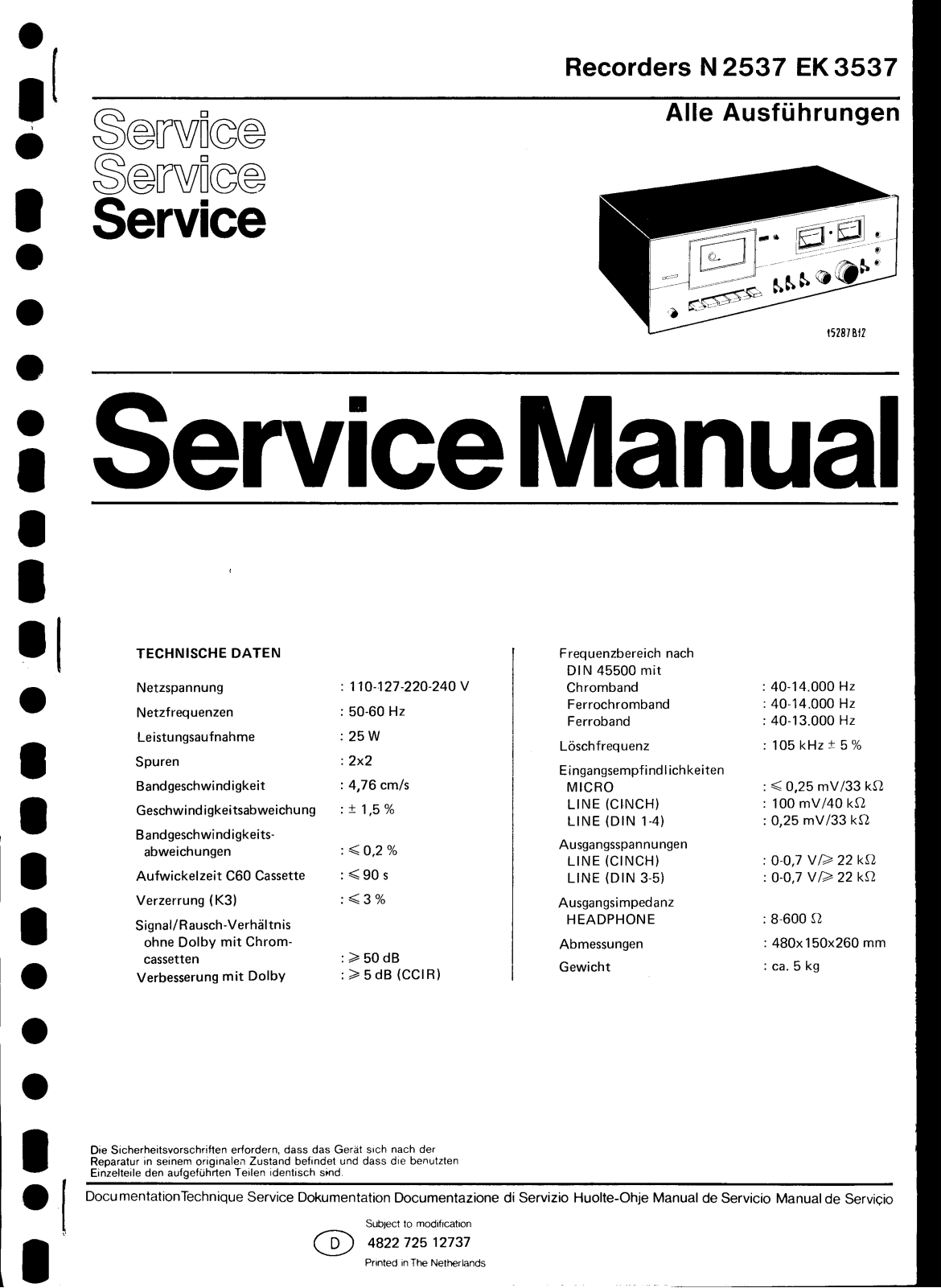 Philips EK-3537, N-2537 Service manual