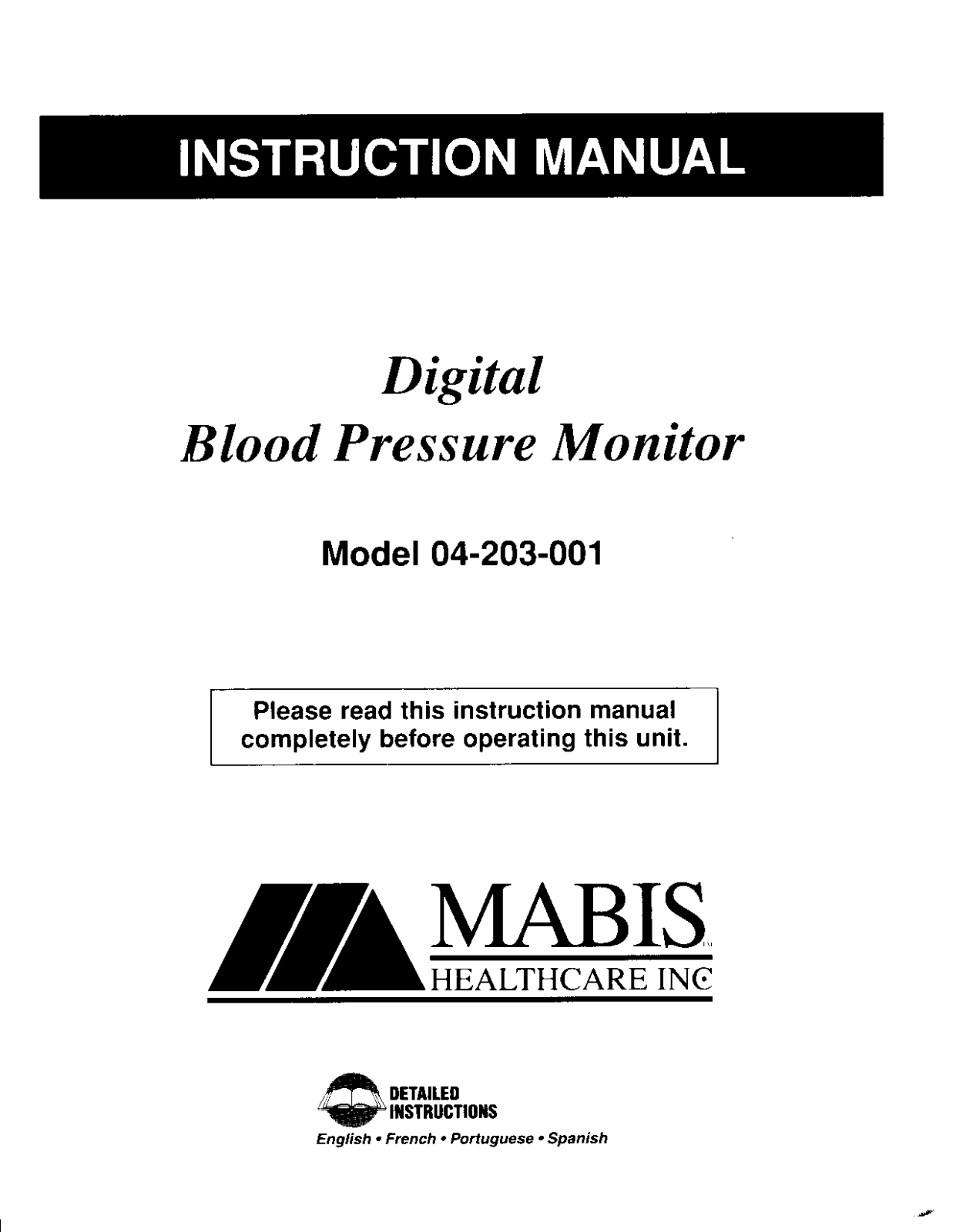 MABIS 04-203-001 User guide