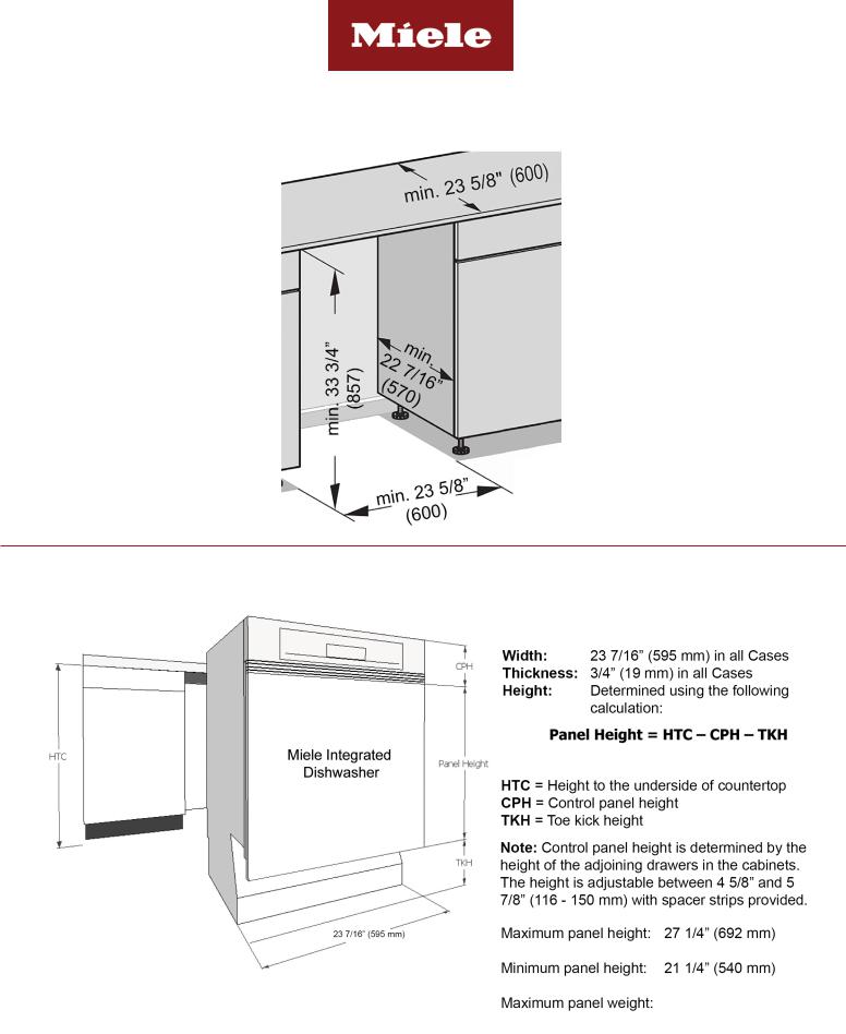 Miele G 7916 SCi Specification Sheet