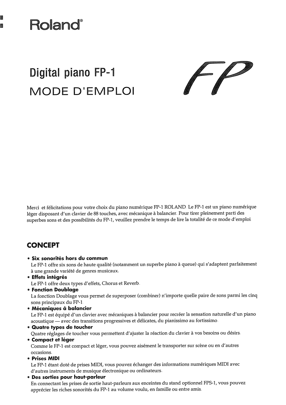 Roland FP-1 User Manual