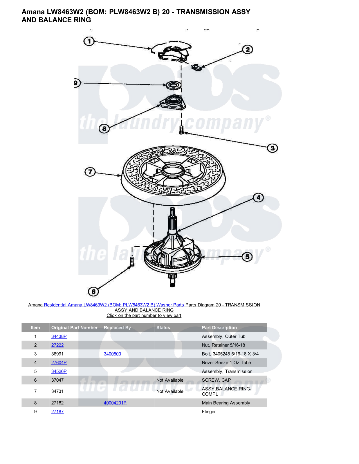 Amana LW8463W2 Parts Diagram