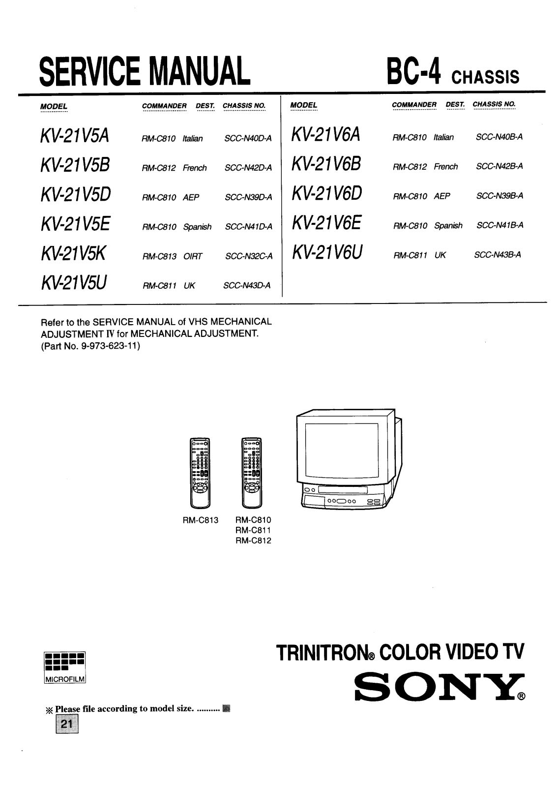 Sony KV-21V5, KV-21V6 Service Manual